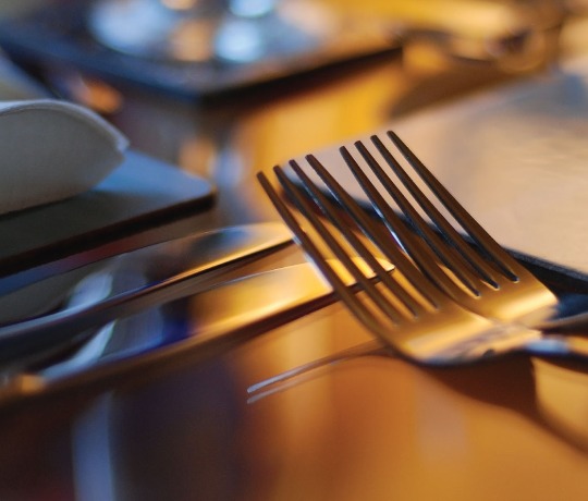 Close up of a table setting at a restaurant
